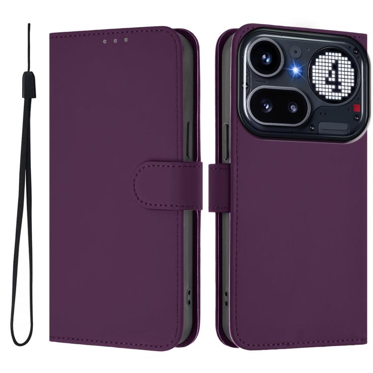 Skin Feel Solid Color Leather Phone Case with Lanyard, For Nothing Phone 4a Pro, For Nothing Phone 4a