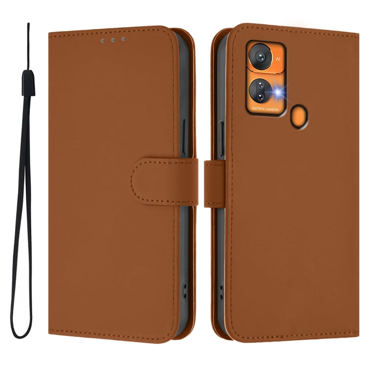 Skin Feel Solid Color Leather Phone Case with Lanyard, For Oukitel C33