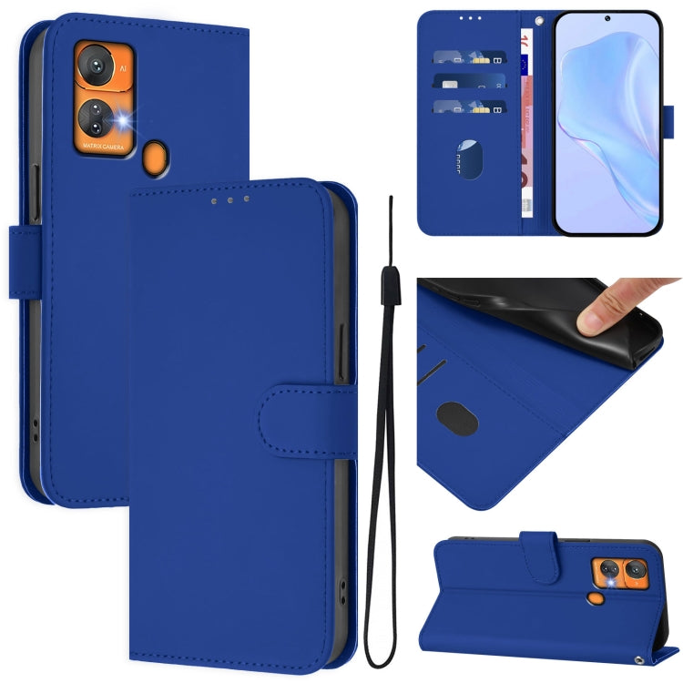 Skin Feel Solid Color Leather Phone Case with Lanyard, For Oukitel C33