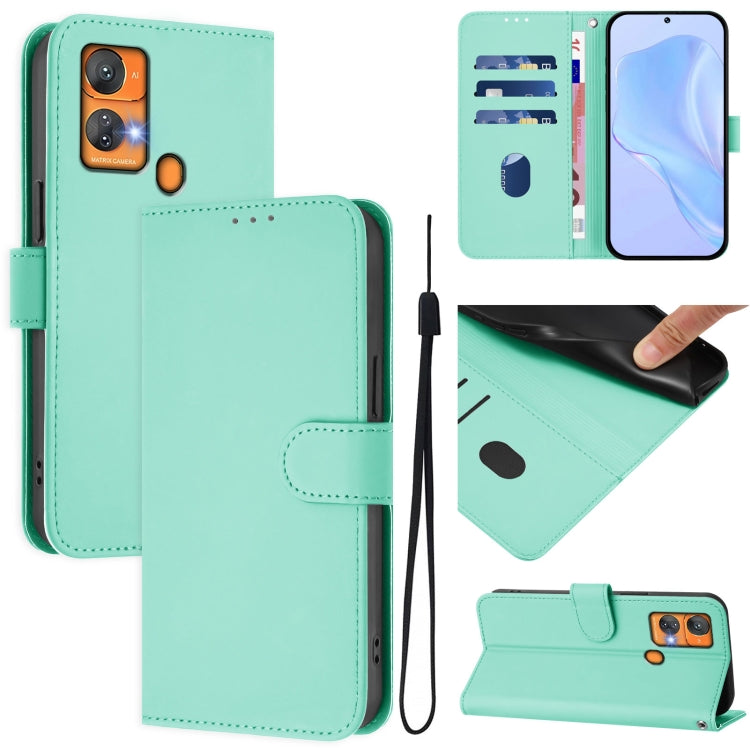 Skin Feel Solid Color Leather Phone Case with Lanyard, For Oukitel C33