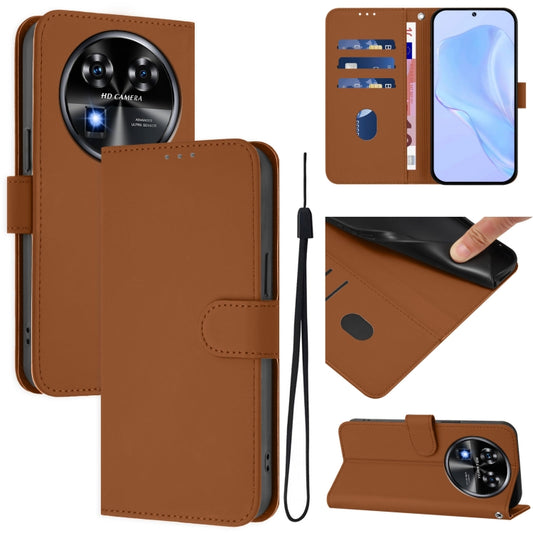 Skin Feel Solid Color Leather Phone Case with Lanyard, For Oukitel C37, For Oukitel C51