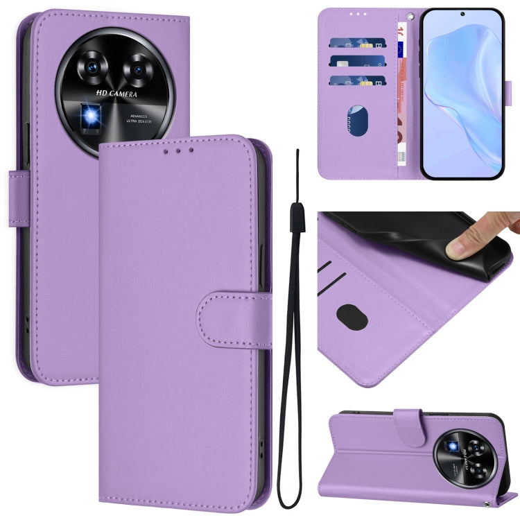 Skin Feel Solid Color Leather Phone Case with Lanyard, For Oukitel C37, For Oukitel C51