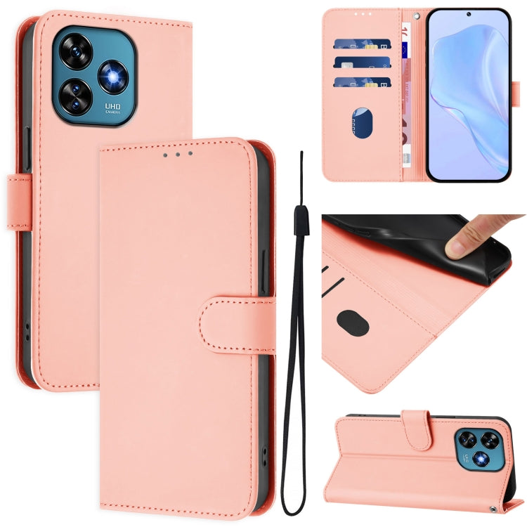 Skin Feel Solid Color Leather Phone Case with Lanyard, For Oukitel C37, For Oukitel C51