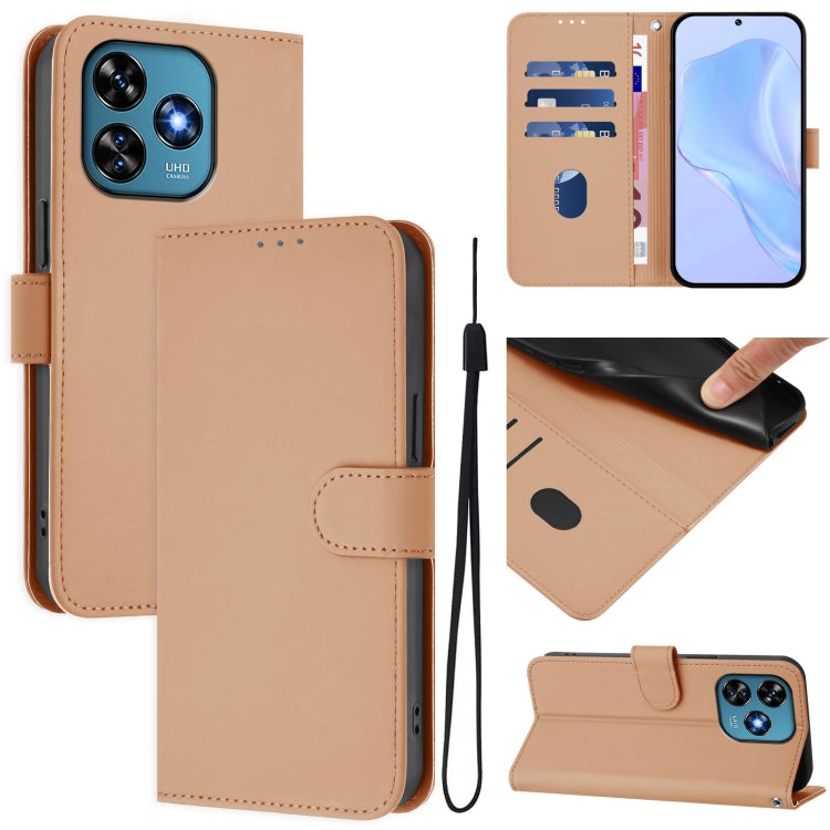 Skin Feel Solid Color Leather Phone Case with Lanyard, For Oukitel C37, For Oukitel C51