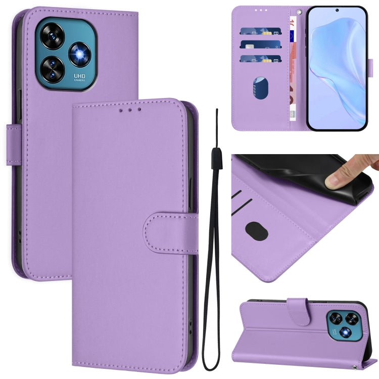 Skin Feel Solid Color Leather Phone Case with Lanyard, For Oukitel C37, For Oukitel C51