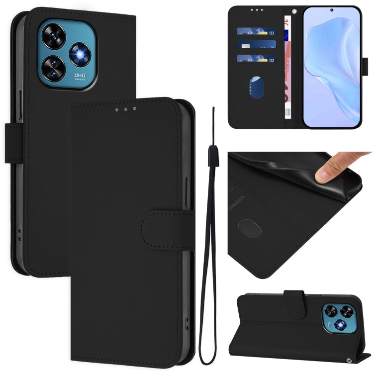 Skin Feel Solid Color Leather Phone Case with Lanyard, For Oukitel C37, For Oukitel C51
