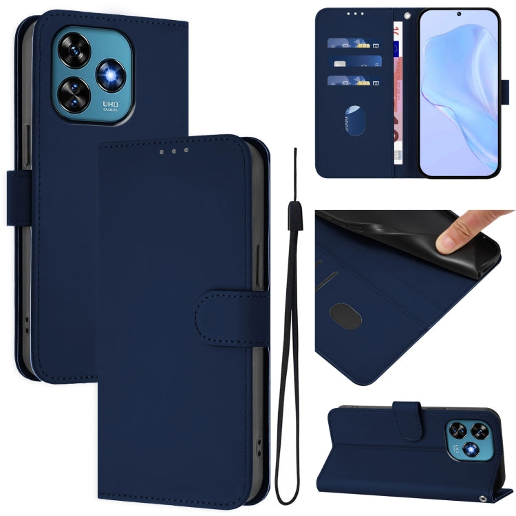 Skin Feel Solid Color Leather Phone Case with Lanyard, For Oukitel C37, For Oukitel C51