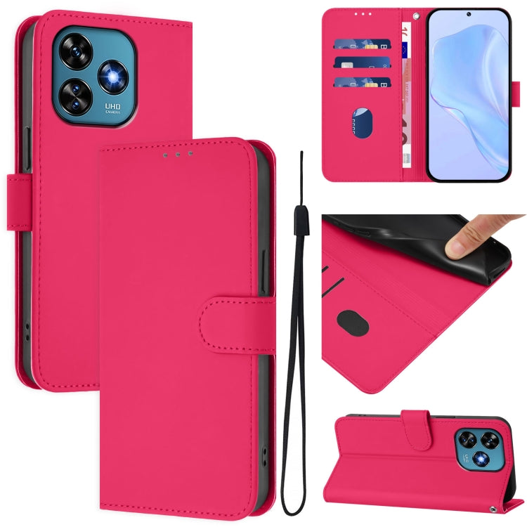 Skin Feel Solid Color Leather Phone Case with Lanyard, For Oukitel C37, For Oukitel C51