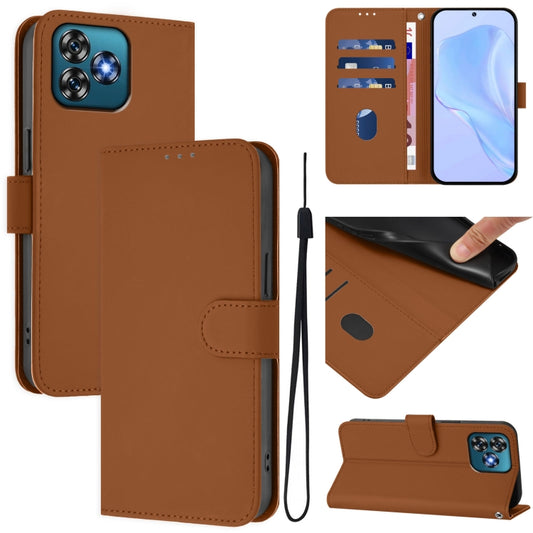 Skin Feel Solid Color Leather Phone Case with Lanyard, For Oukitel C53, For Oukitel C50