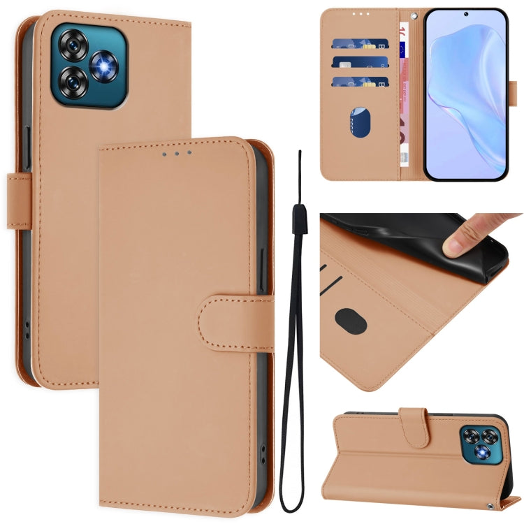Skin Feel Solid Color Leather Phone Case with Lanyard, For Oukitel C53, For Oukitel C50