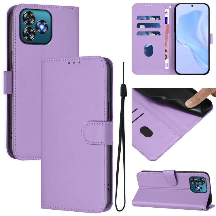 Skin Feel Solid Color Leather Phone Case with Lanyard, For Oukitel C53, For Oukitel C50