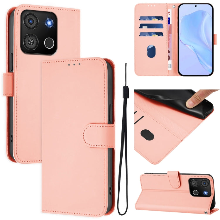 Skin Feel Solid Color Leather Phone Case with Lanyard, For itel P55 4G, For itel A05s