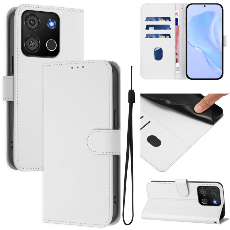 Skin Feel Solid Color Leather Phone Case with Lanyard, For itel P55 4G, For itel A05s
