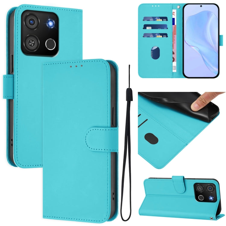 Skin Feel Solid Color Leather Phone Case with Lanyard, For itel P55 4G, For itel A05s