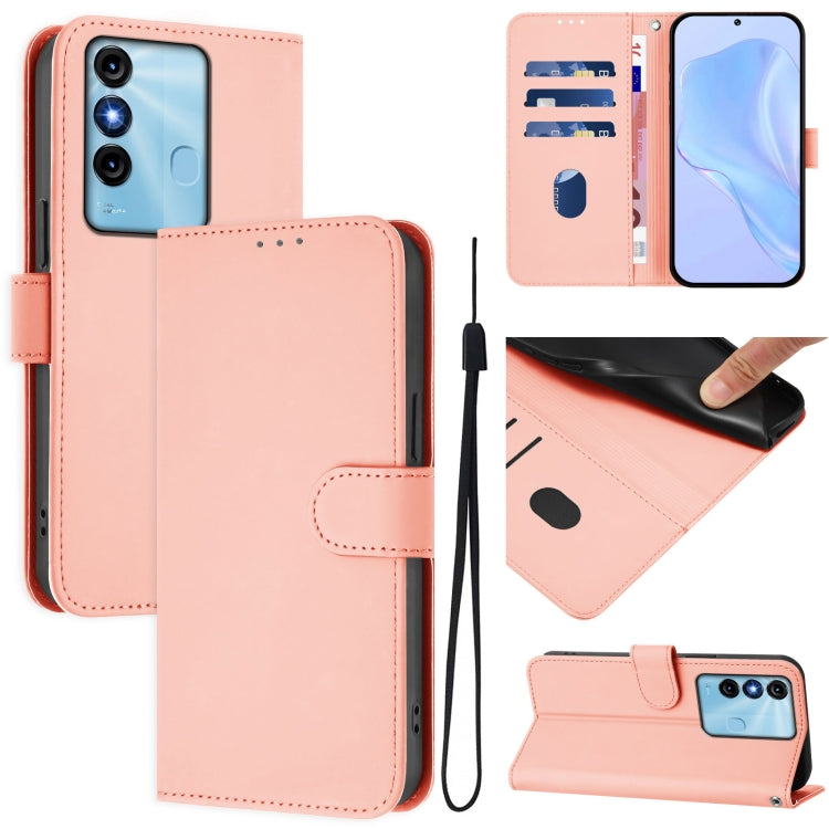 Skin Feel Solid Color Leather Phone Case with Lanyard, For itel P38 / Vision 3, For itel S17