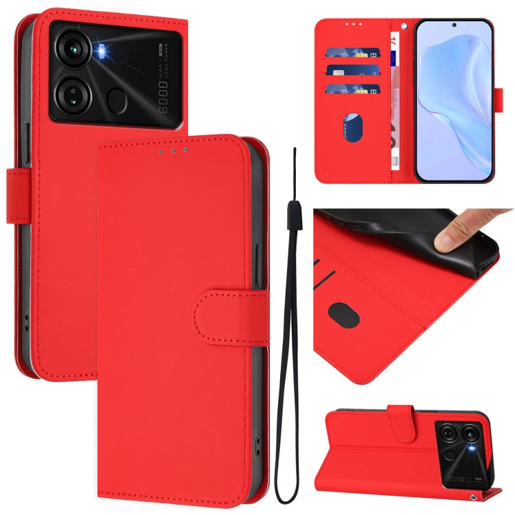 Skin Feel Solid Color Leather Phone Case with Lanyard, For itel S18 / Vision 5, For itel P40