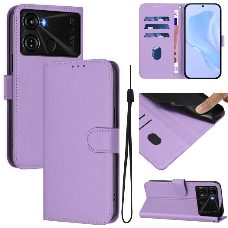 Skin Feel Solid Color Leather Phone Case with Lanyard, For itel S18 / Vision 5, For itel P40