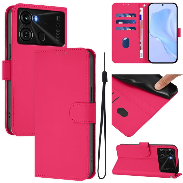 Skin Feel Solid Color Leather Phone Case with Lanyard, For itel S18 / Vision 5, For itel P40