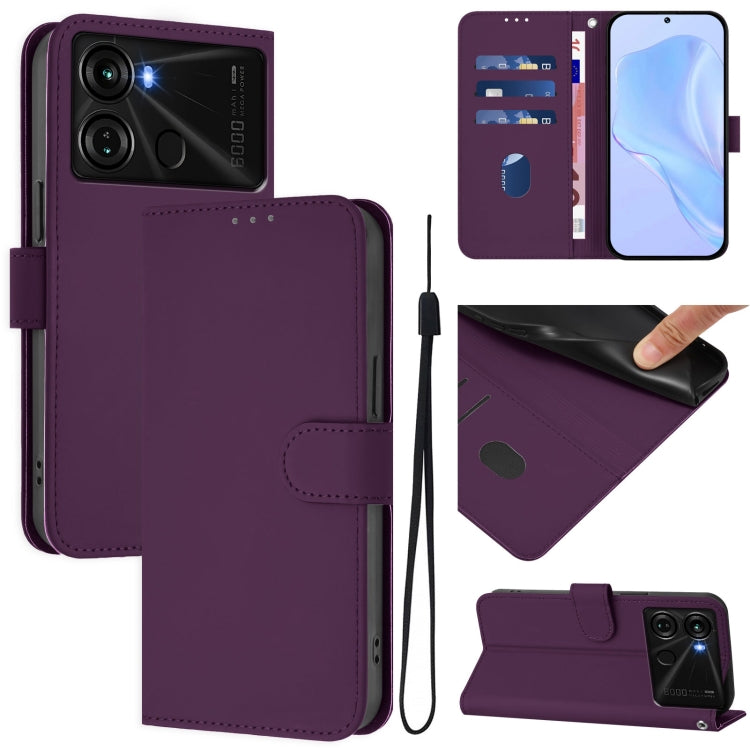 Skin Feel Solid Color Leather Phone Case with Lanyard, For itel S18 / Vision 5, For itel P40