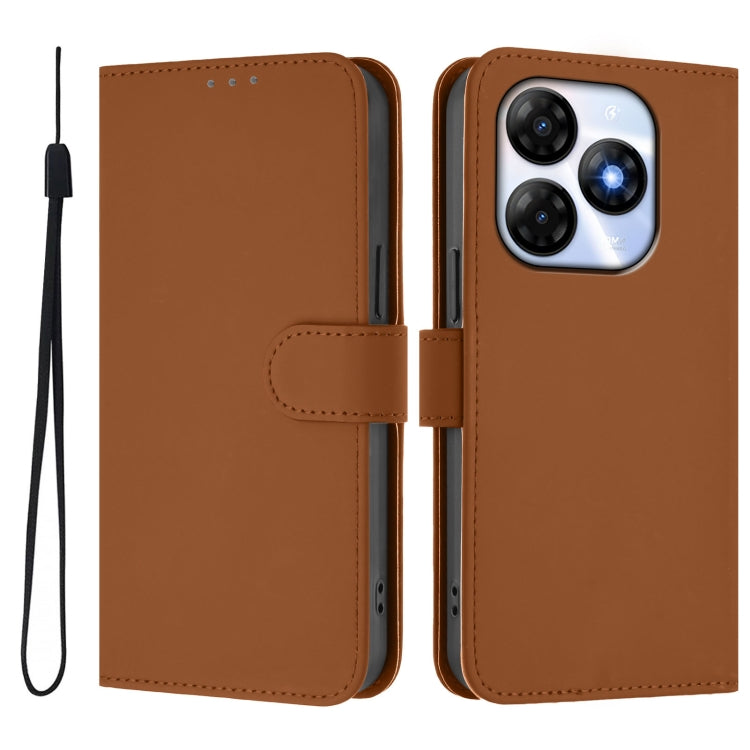Skin Feel Solid Color Leather Phone Case with Lanyard, For itel P55 4G, For itel A05s