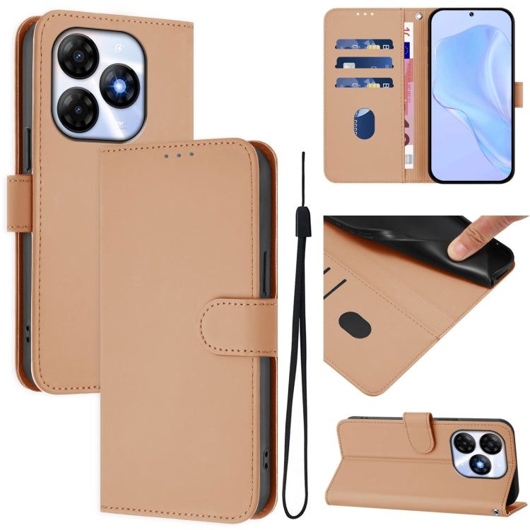 Skin Feel Solid Color Leather Phone Case with Lanyard, For itel P55 4G, For itel A05s