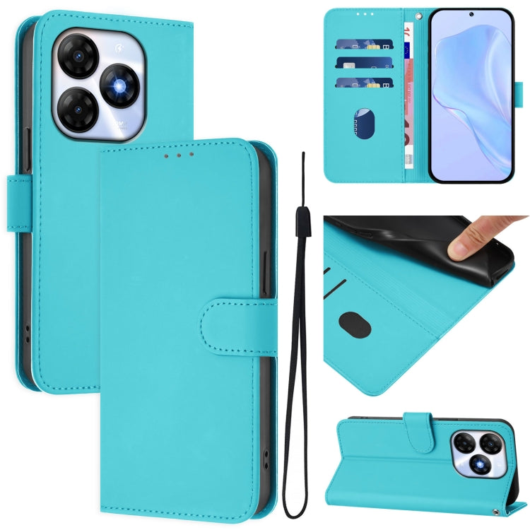 Skin Feel Solid Color Leather Phone Case with Lanyard, For itel P55 4G, For itel A05s