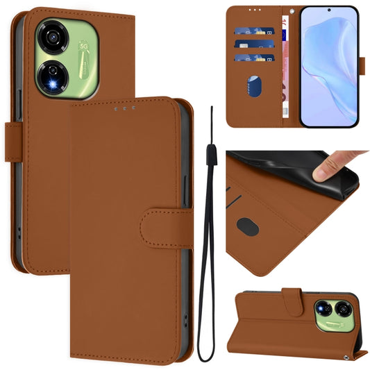 Skin Feel Solid Color Leather Phone Case with Lanyard, For itel P55 5G, For itel RS4