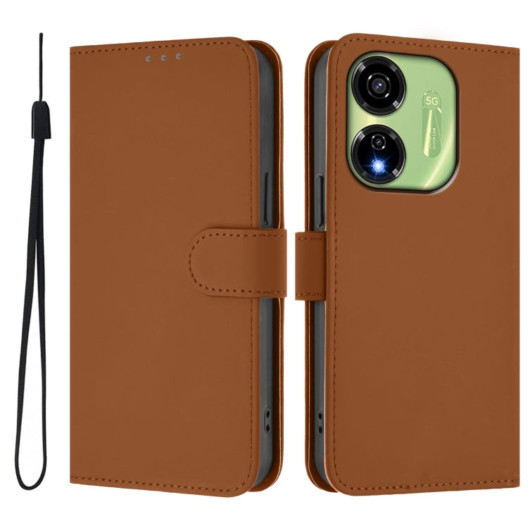 Skin Feel Solid Color Leather Phone Case with Lanyard, For itel P55 5G, For itel RS4