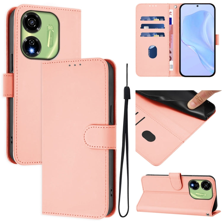Skin Feel Solid Color Leather Phone Case with Lanyard, For itel P55 5G, For itel RS4