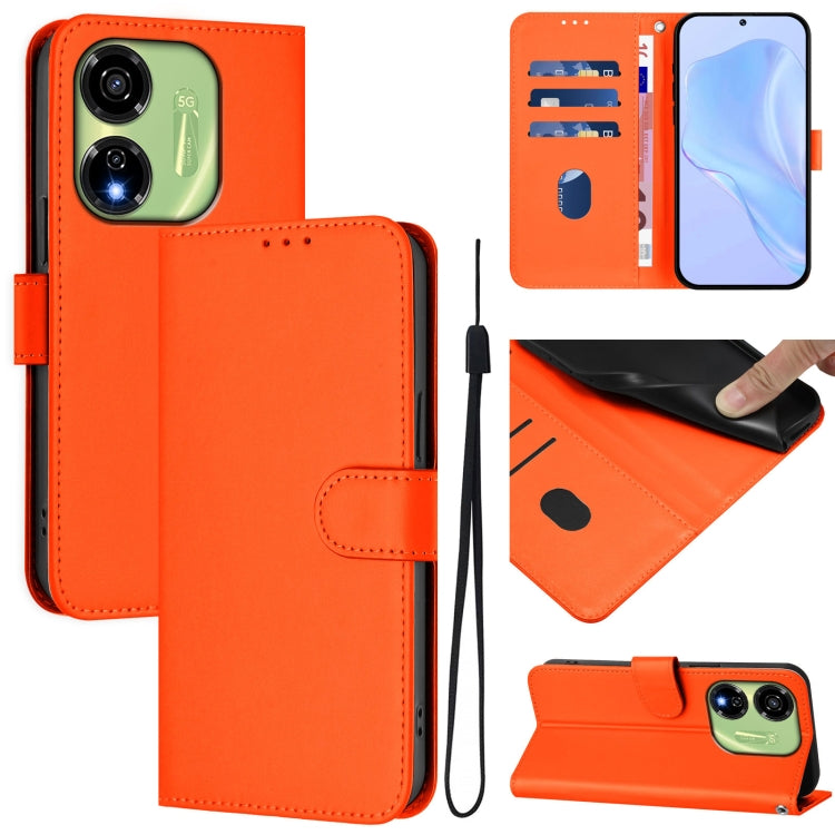 Skin Feel Solid Color Leather Phone Case with Lanyard, For itel P55 5G, For itel RS4