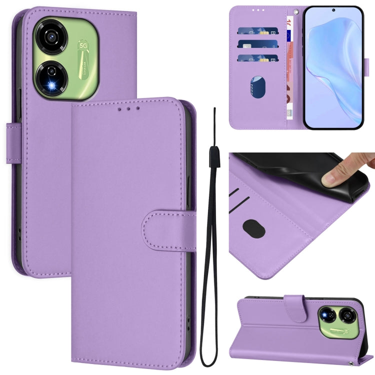 Skin Feel Solid Color Leather Phone Case with Lanyard, For itel P55 5G, For itel RS4
