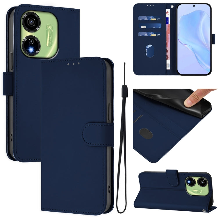 Skin Feel Solid Color Leather Phone Case with Lanyard, For itel P55 5G, For itel RS4