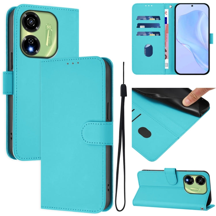 Skin Feel Solid Color Leather Phone Case with Lanyard, For itel P55 5G, For itel RS4