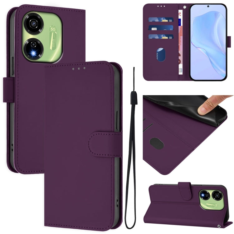 Skin Feel Solid Color Leather Phone Case with Lanyard, For itel P55 5G, For itel RS4