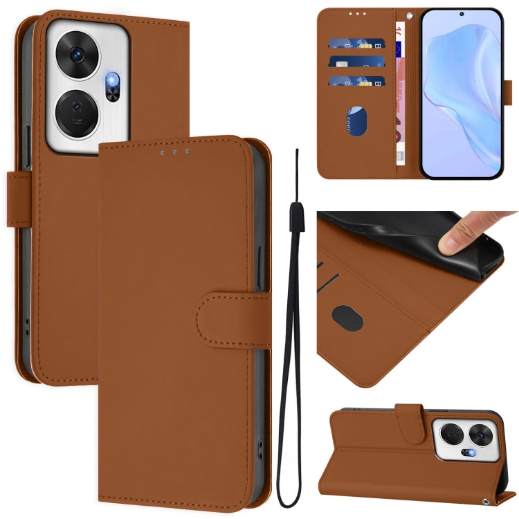 Skin Feel Solid Color Leather Phone Case with Lanyard, For itel S24, For itel P55+