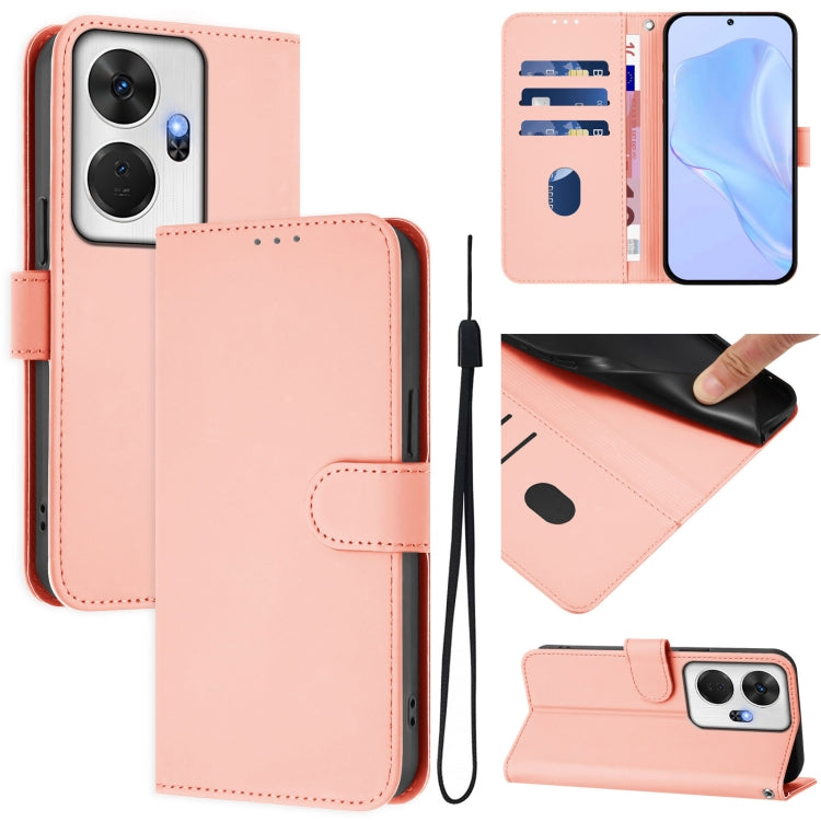Skin Feel Solid Color Leather Phone Case with Lanyard, For itel S24, For itel P55+