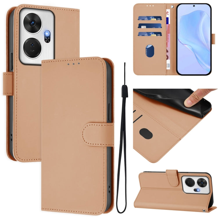 Skin Feel Solid Color Leather Phone Case with Lanyard, For itel S24, For itel P55+