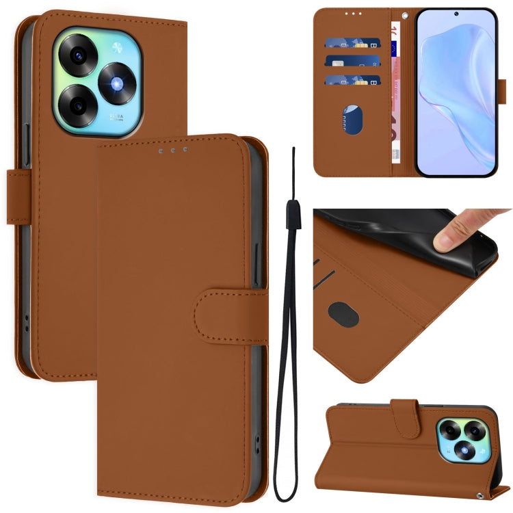 Skin Feel Solid Color Leather Phone Case with Lanyard, For itel S23+, For itel S23