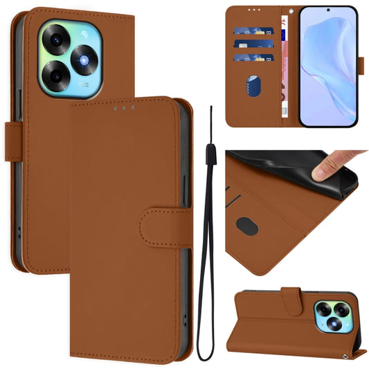 Skin Feel Solid Color Leather Phone Case with Lanyard, For itel S23+, For itel S23