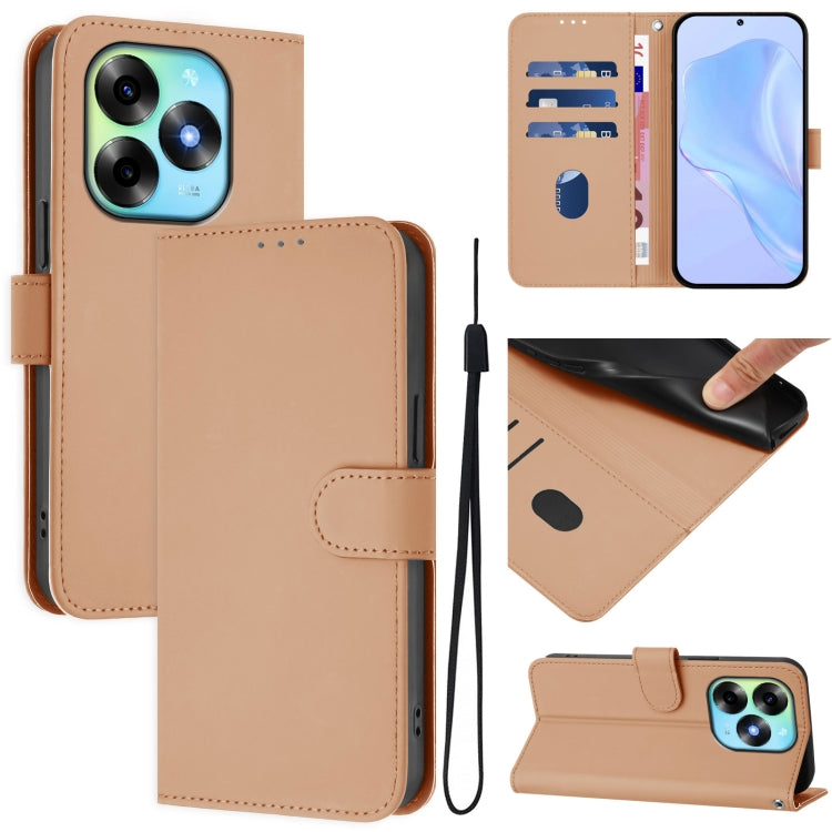Skin Feel Solid Color Leather Phone Case with Lanyard, For itel S23+, For itel S23