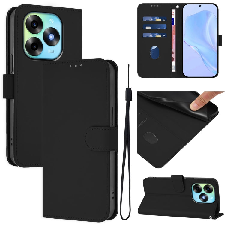 Skin Feel Solid Color Leather Phone Case with Lanyard, For itel S23+, For itel S23