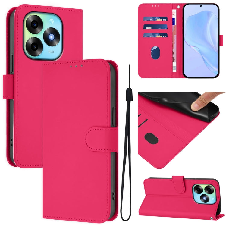 Skin Feel Solid Color Leather Phone Case with Lanyard, For itel S23+, For itel S23