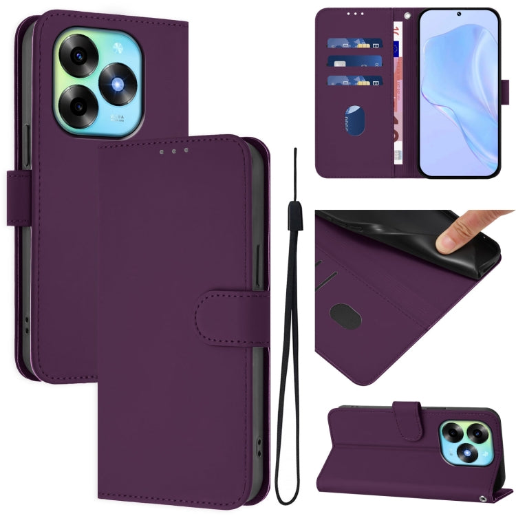 Skin Feel Solid Color Leather Phone Case with Lanyard, For itel S23+, For itel S23