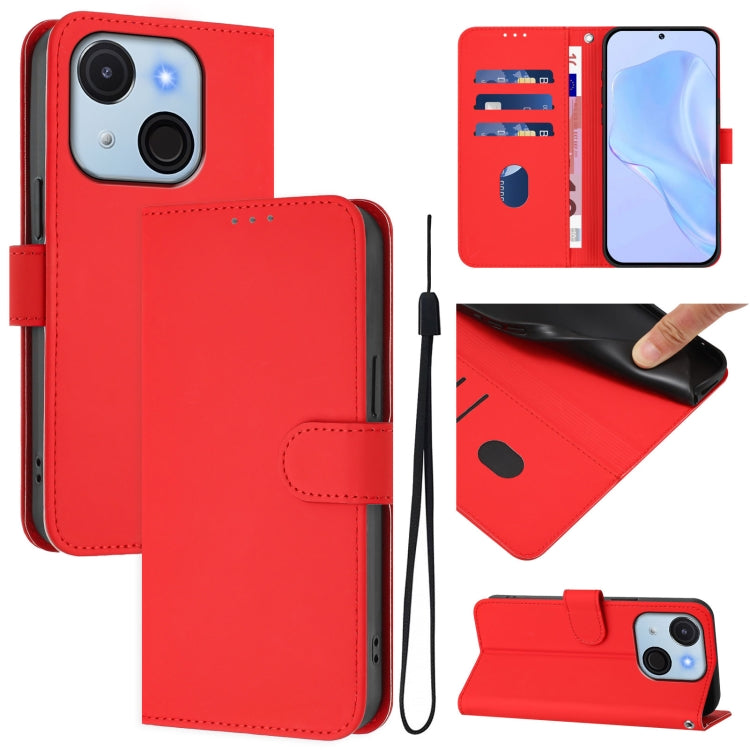 Skin Feel Solid Color Leather Phone Case with Lanyard, For itel A80 4G, For itel A50C