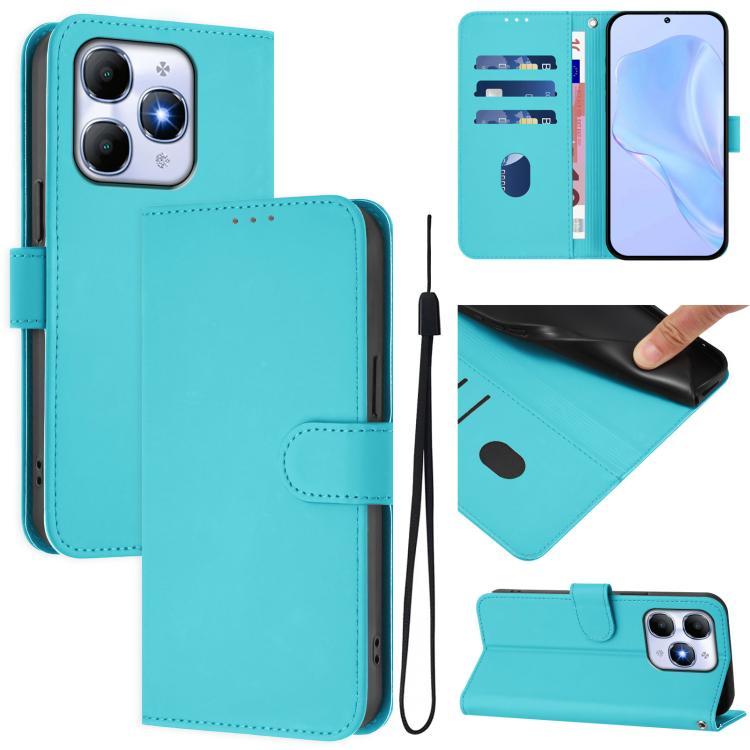 Skin Feel Solid Color Leather Phone Case with Lanyard, For itel A90 4G, For itel City 100