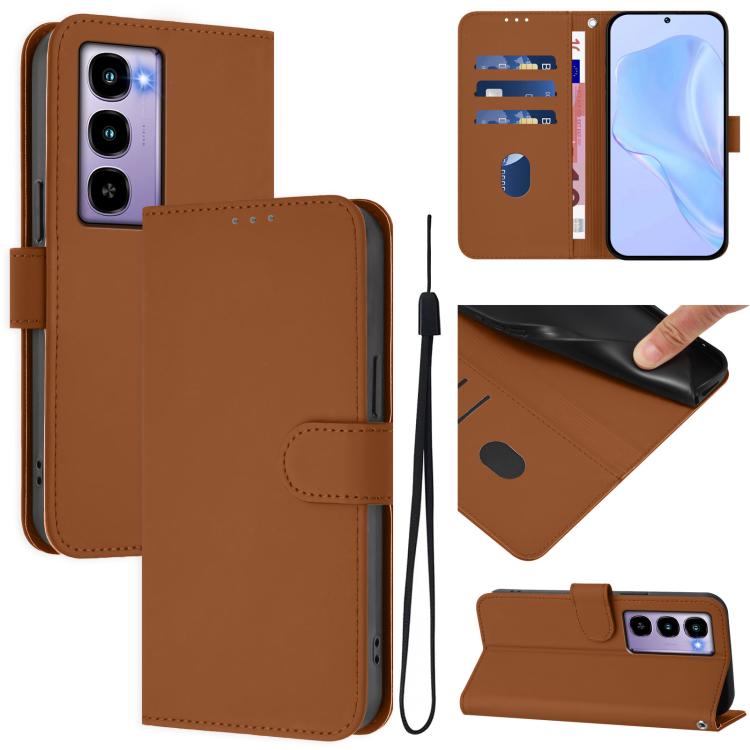 Skin Feel Solid Color Leather Phone Case with Lanyard, For itel A90 4G, For itel City 100