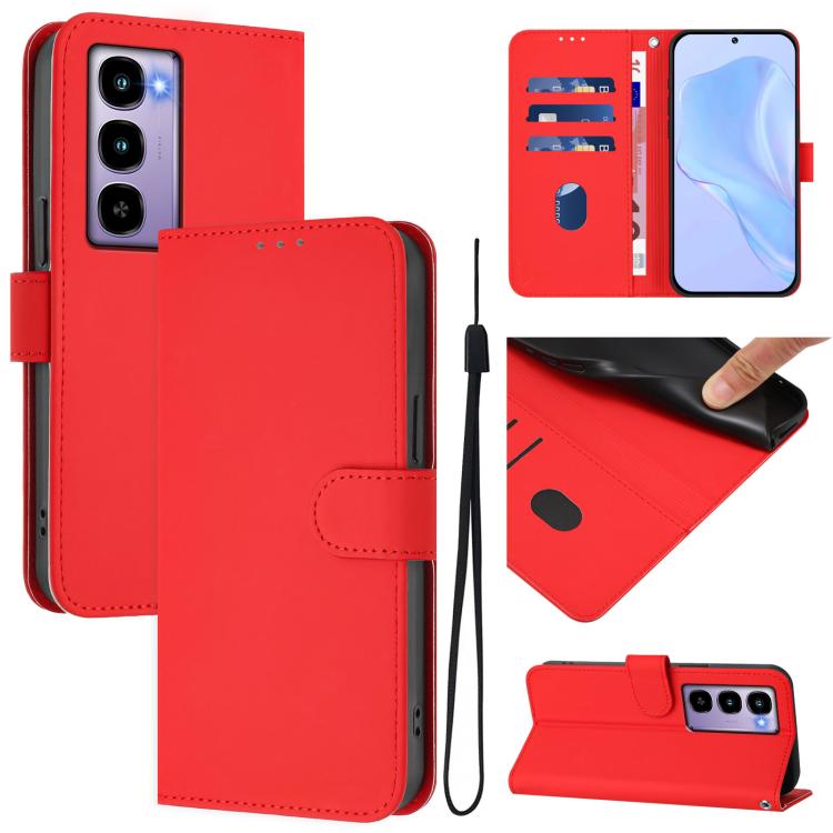 Skin Feel Solid Color Leather Phone Case with Lanyard, For itel A90 4G, For itel City 100