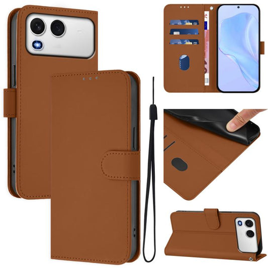 Skin Feel Solid Color Leather Phone Case with Lanyard, For itel A200 4G/A200+ 4G Global, For itel A95 5G