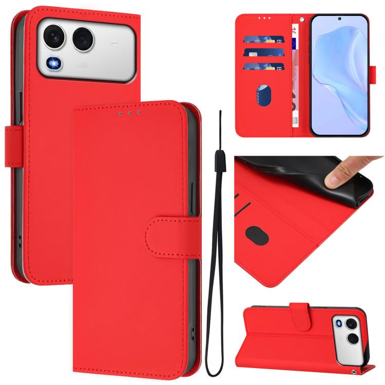 Skin Feel Solid Color Leather Phone Case with Lanyard, For itel A200 4G/A200+ 4G Global, For itel A95 5G