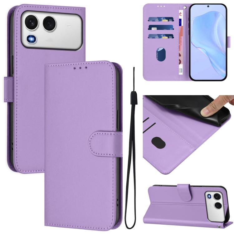 Skin Feel Solid Color Leather Phone Case with Lanyard, For itel A200 4G/A200+ 4G Global, For itel A95 5G